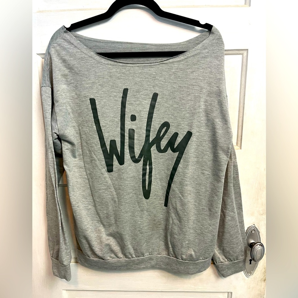 Wifey scoop neck long sleeve tshirt
